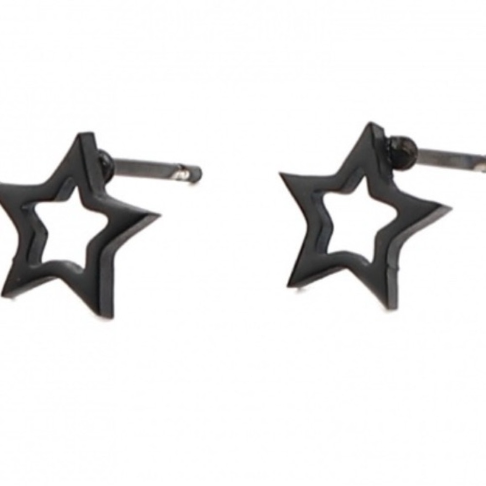 Sterling Silver Black Star Earrings